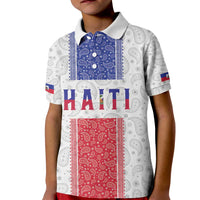 Custom Haiti Football Kid Polo Shirt Paisley Flag Pattern Design - Wonder Print Shop