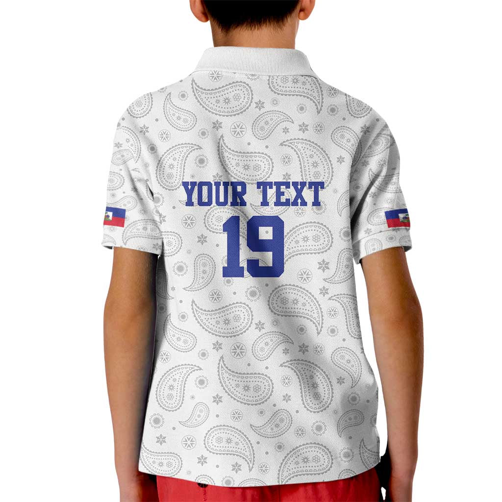 Custom Haiti Football Kid Polo Shirt Paisley Flag Pattern Design - Wonder Print Shop