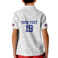 Custom Haiti Football Kid Polo Shirt Paisley Flag Pattern Design - Wonder Print Shop