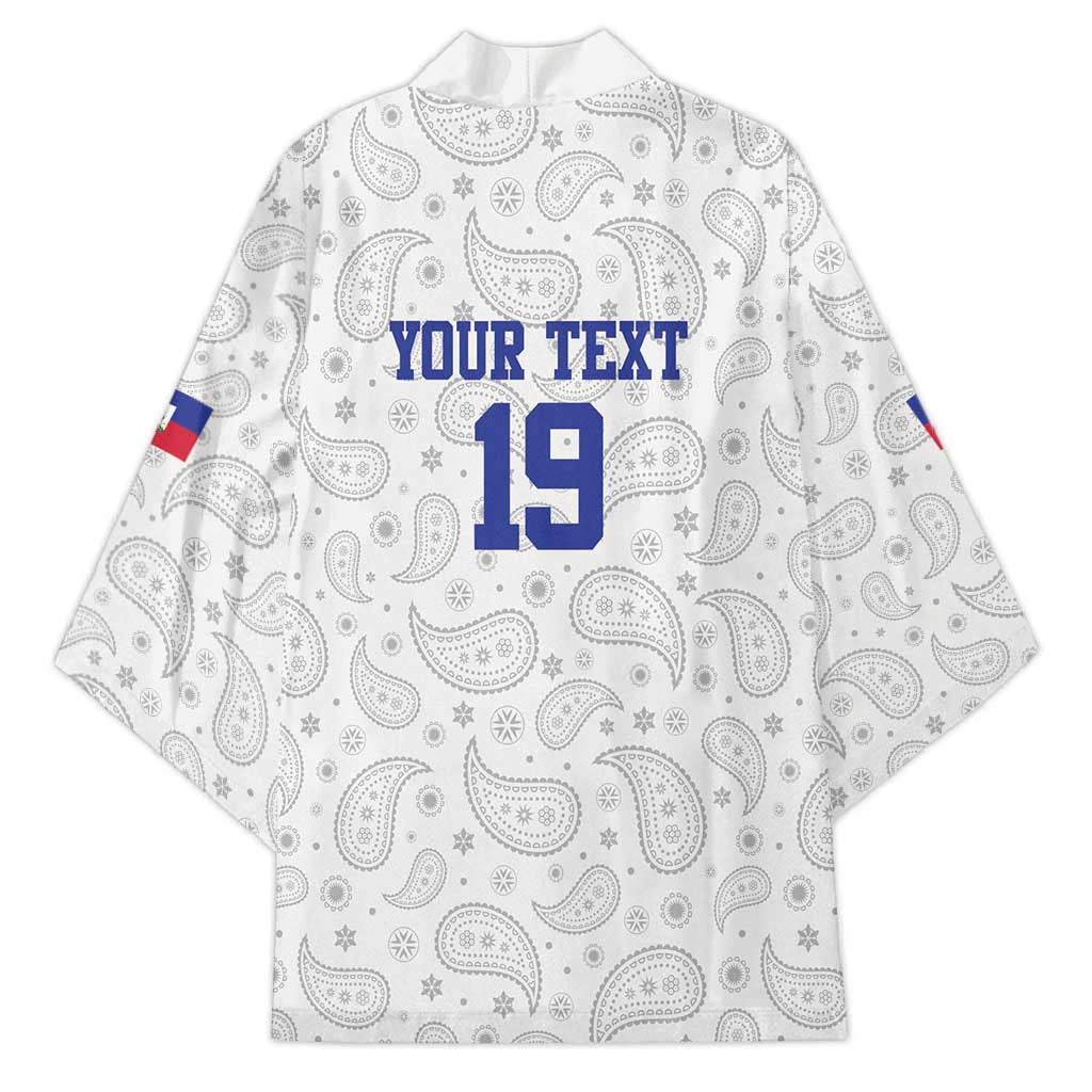 Custom Haiti Football Kimono Paisley Flag Pattern Design - Wonder Print Shop