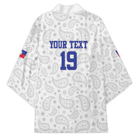 Custom Haiti Football Kimono Paisley Flag Pattern Design - Wonder Print Shop