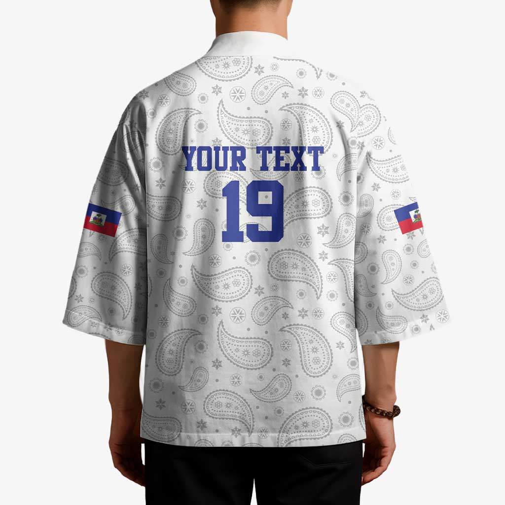Custom Haiti Football Kimono Paisley Flag Pattern Design - Wonder Print Shop