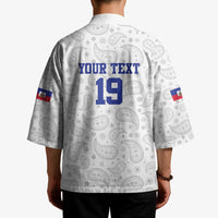 Custom Haiti Football Kimono Paisley Flag Pattern Design - Wonder Print Shop