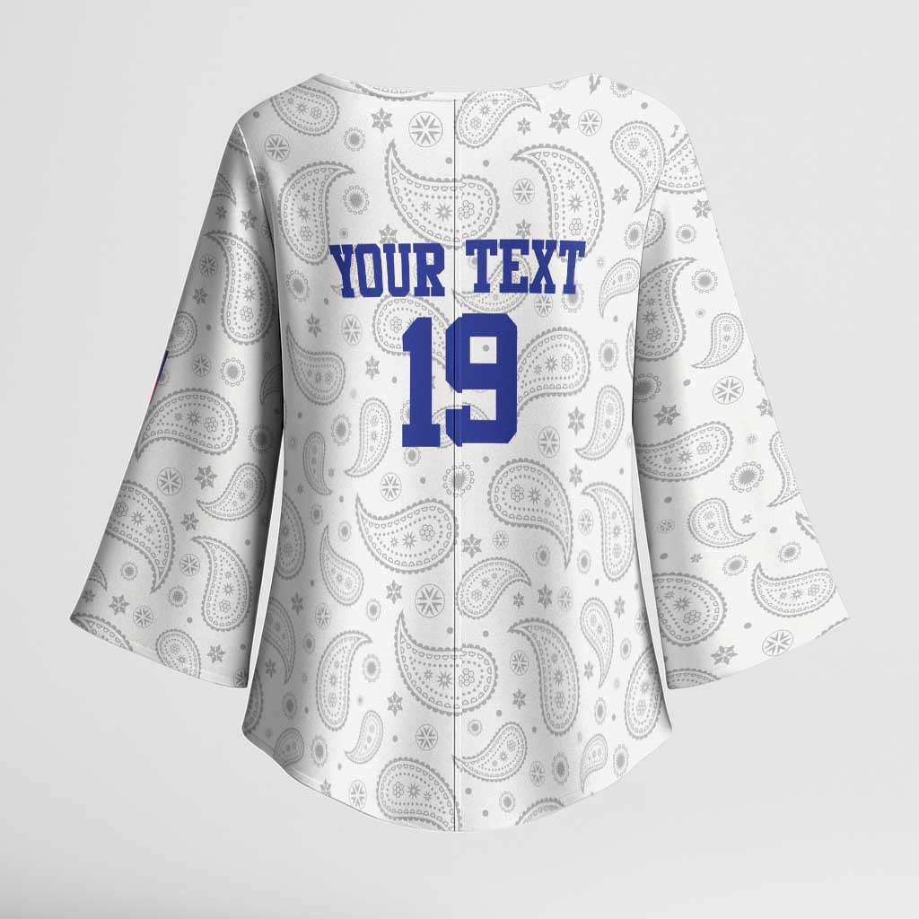 Custom Haiti Football Kimono Sleeve Blouse Paisley Flag Pattern Design - Wonder Print Shop