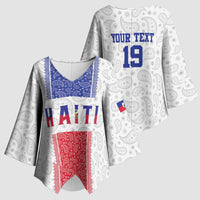 Custom Haiti Football Kimono Sleeve Blouse Paisley Flag Pattern Design - Wonder Print Shop