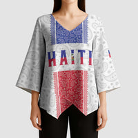 Custom Haiti Football Kimono Sleeve Blouse Paisley Flag Pattern Design - Wonder Print Shop