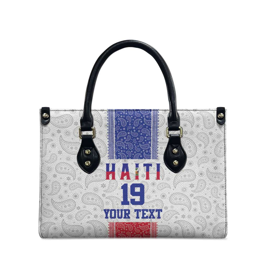 Custom Haiti Football Leather Bag Paisley Flag Pattern Design - Wonder Print Shop