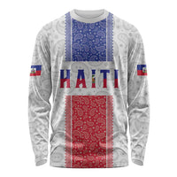 Custom Haiti Football Long Sleeve Shirt Paisley Flag Pattern Design - Wonder Print Shop