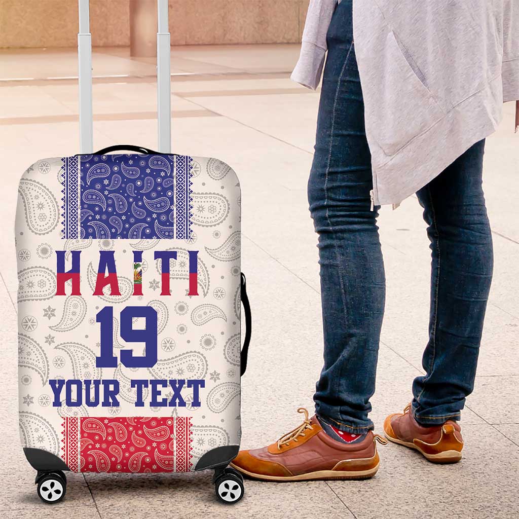 Custom Haiti Football Luggage Cover Paisley Flag Pattern Design - Wonder Print Shop
