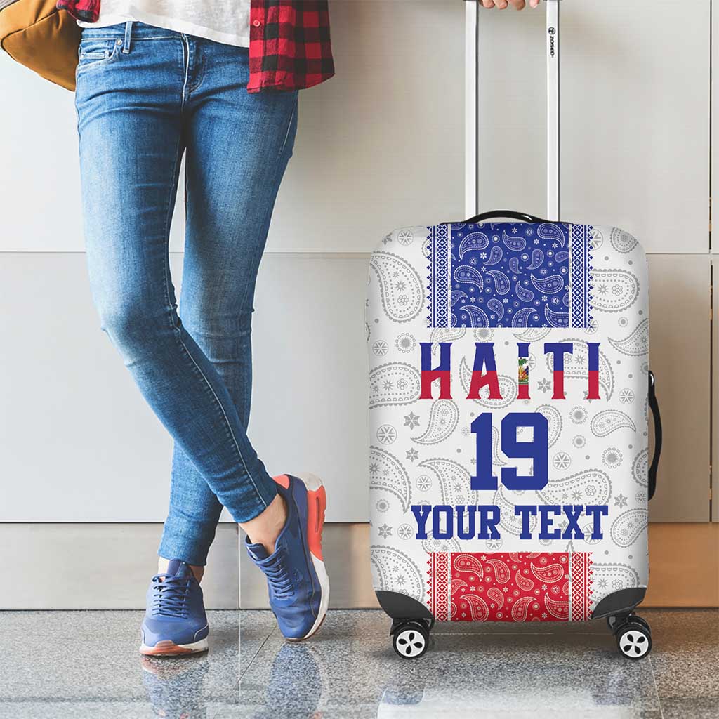 Custom Haiti Football Luggage Cover Paisley Flag Pattern Design - Wonder Print Shop