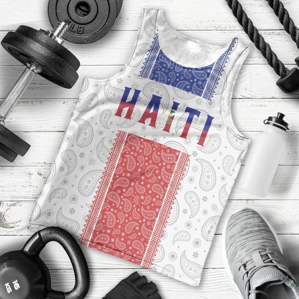 Custom Haiti Football Men Tank Top Paisley Flag Pattern Design - Wonder Print Shop