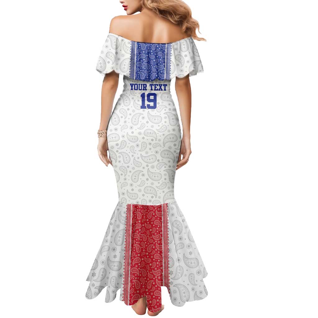 Custom Haiti Football Mermaid Dress Paisley Flag Pattern Design - Wonder Print Shop