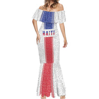 Custom Haiti Football Mermaid Dress Paisley Flag Pattern Design - Wonder Print Shop