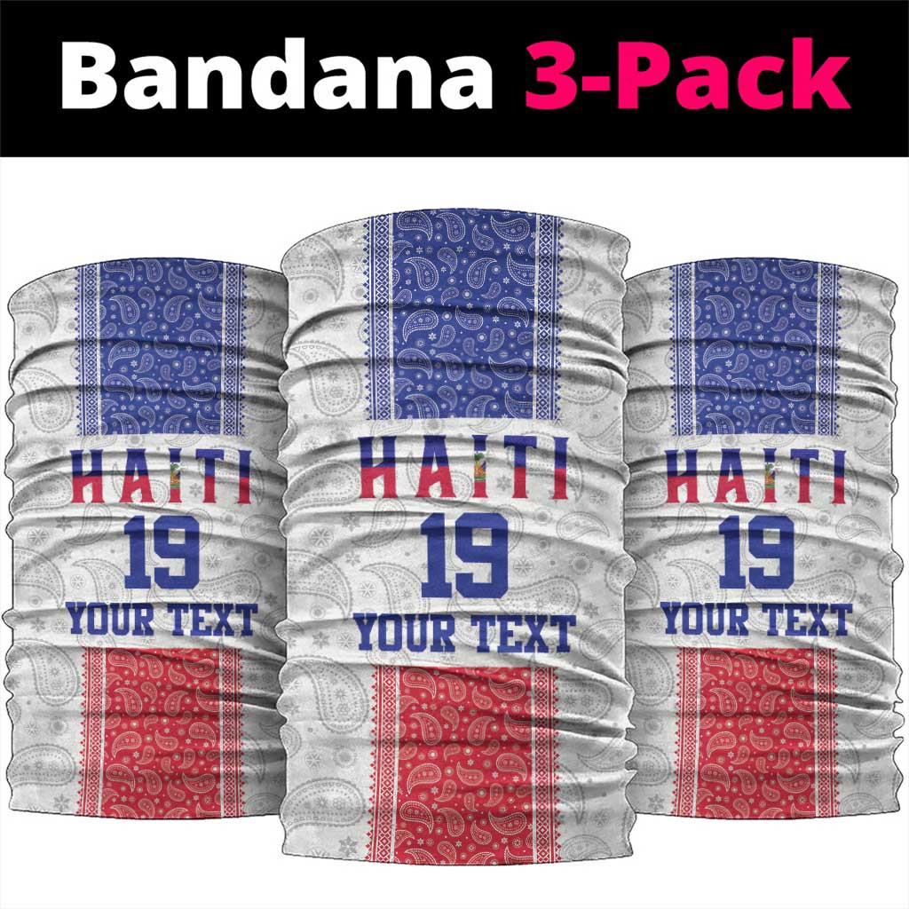 Custom Haiti Football Neck Gaiter Paisley Flag Pattern Design - Wonder Print Shop