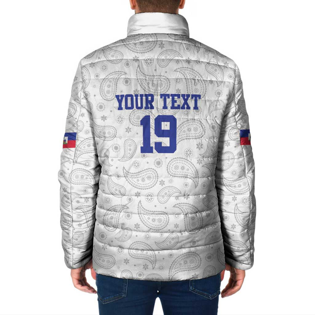 Custom Haiti Football Padded Jacket Paisley Flag Pattern Design - Wonder Print Shop
