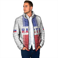 Custom Haiti Football Padded Jacket Paisley Flag Pattern Design - Wonder Print Shop