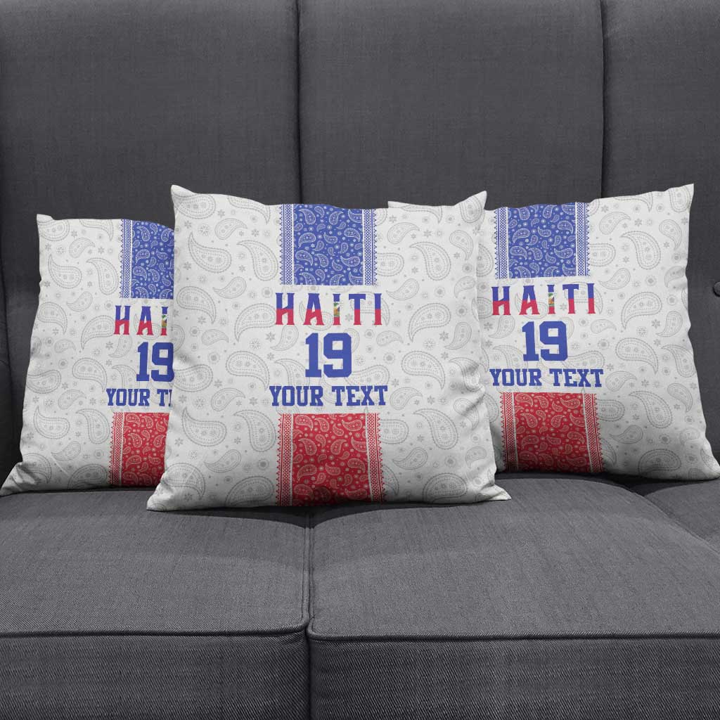 Custom Haiti Football Pillow Cover Paisley Flag Pattern Design - Wonder Print Shop