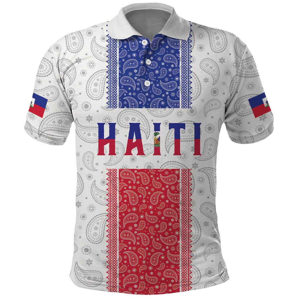 Custom Haiti Football Polo Shirt Paisley Flag Pattern Design - Wonder Print Shop