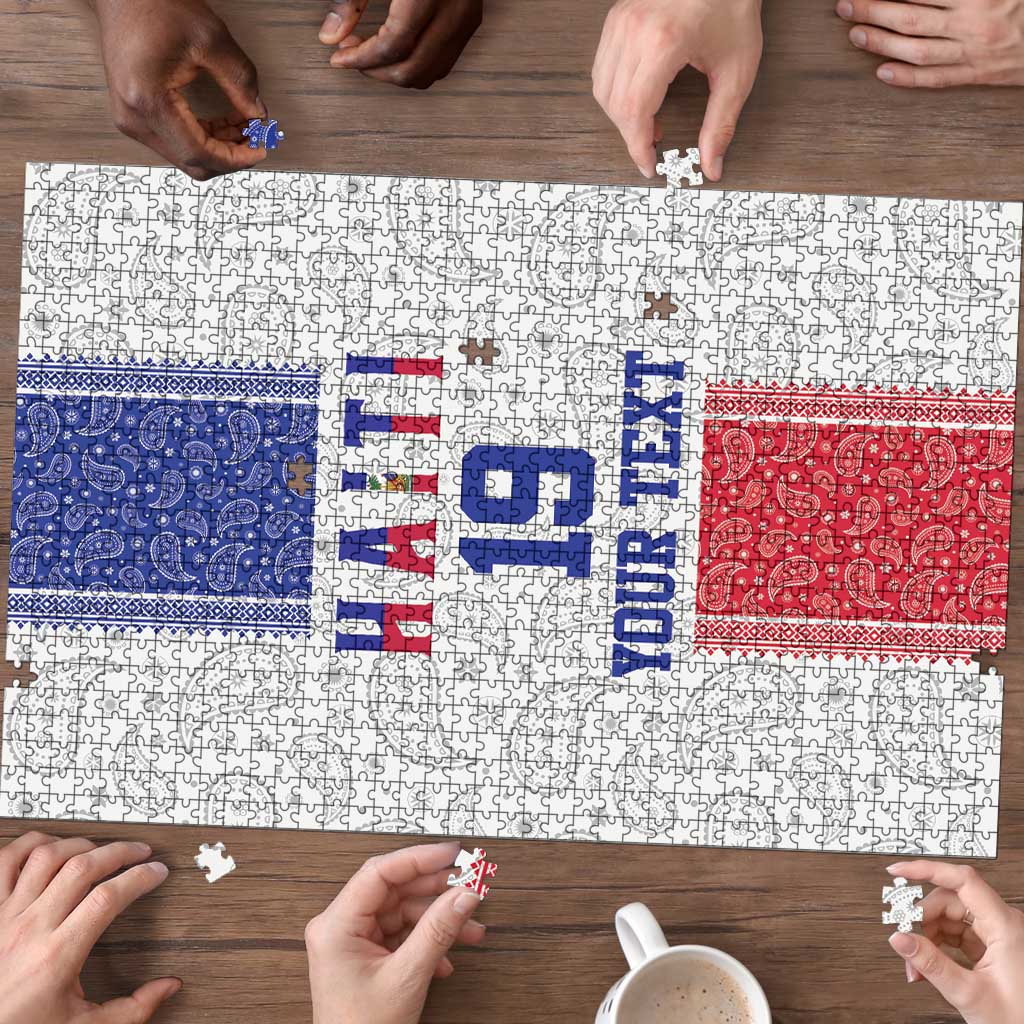 Custom Haiti Football Puzzle Paisley Flag Pattern Design - Wonder Print Shop