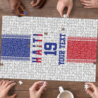 Custom Haiti Football Puzzle Paisley Flag Pattern Design - Wonder Print Shop