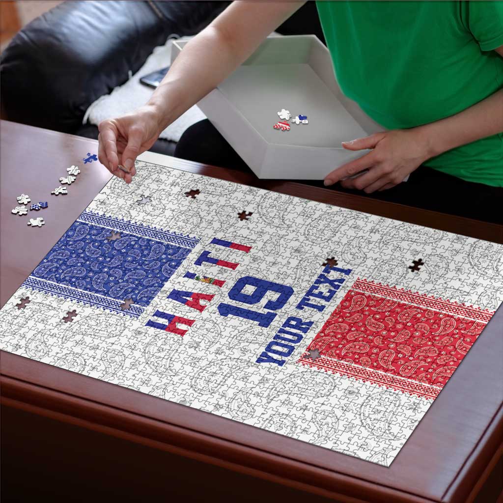 Custom Haiti Football Puzzle Paisley Flag Pattern Design - Wonder Print Shop