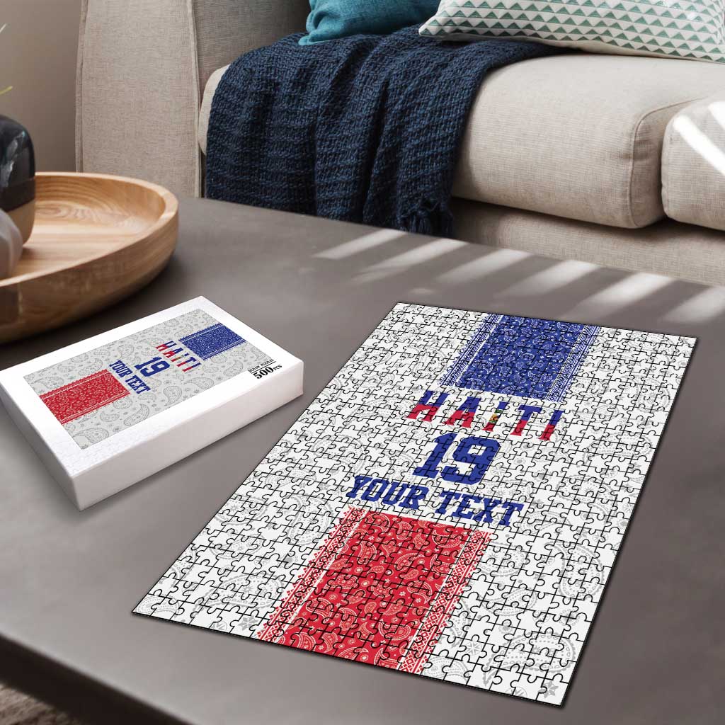 Custom Haiti Football Puzzle Paisley Flag Pattern Design - Wonder Print Shop