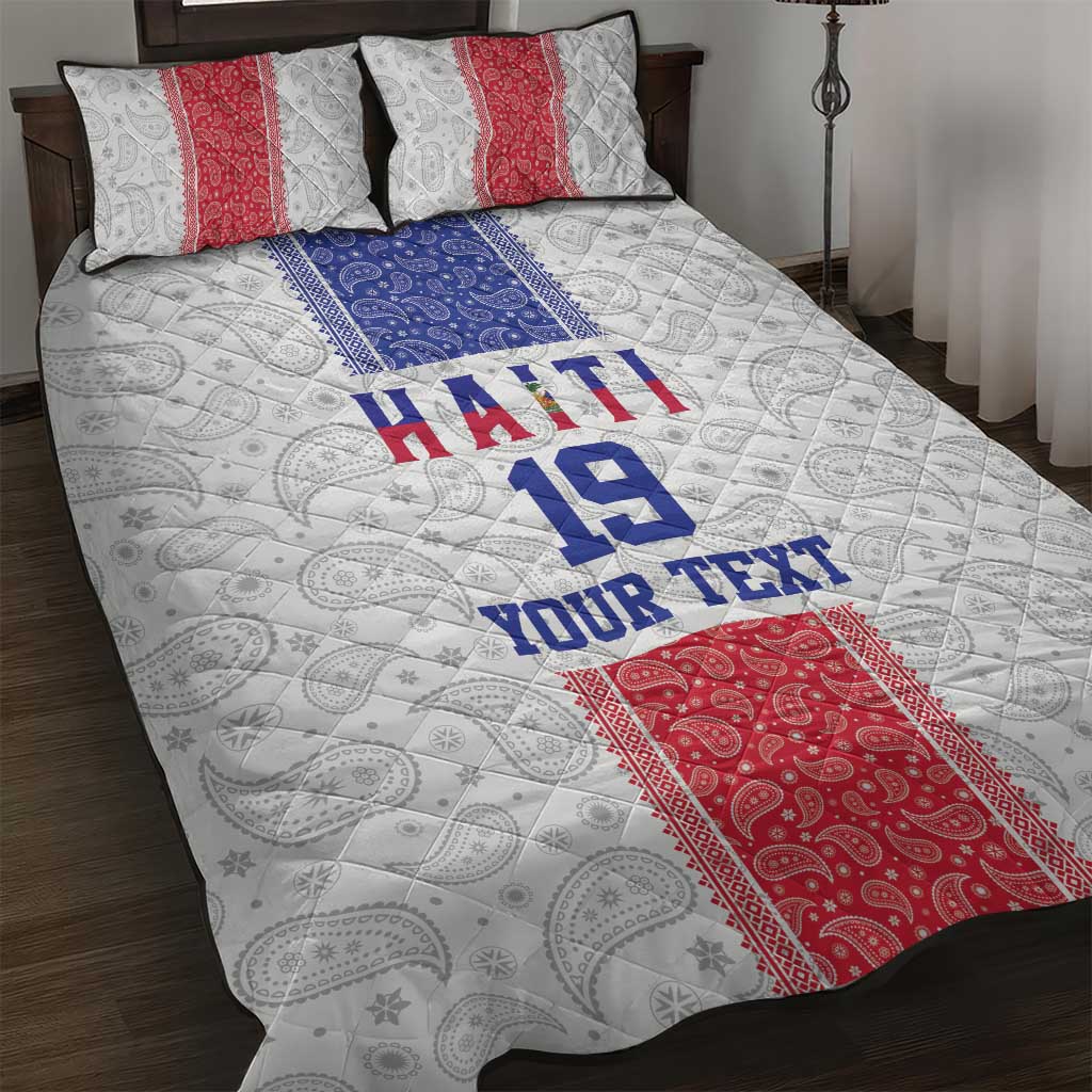 Custom Haiti Football Quilt Bed Set Paisley Flag Pattern Design - Wonder Print Shop