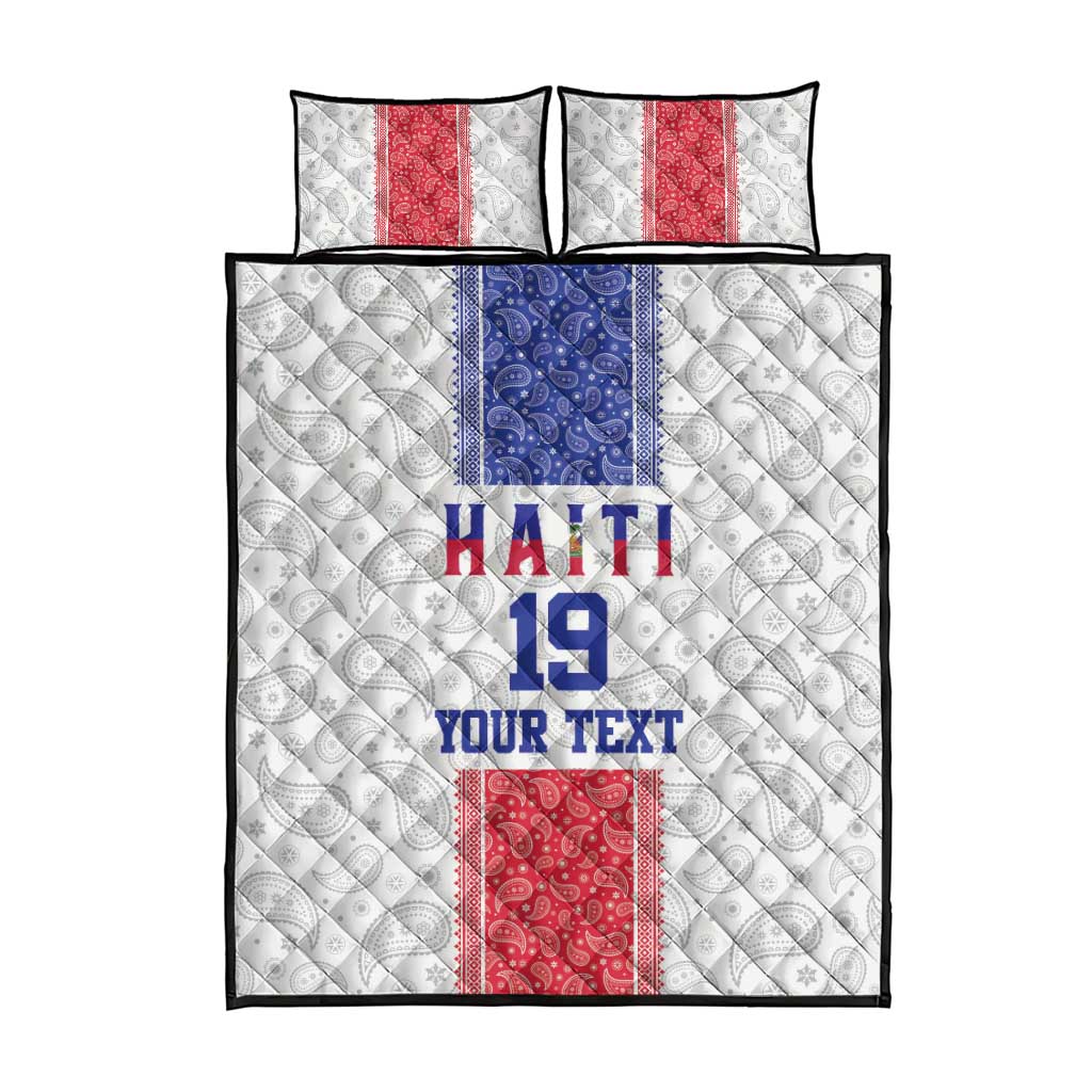 Custom Haiti Football Quilt Bed Set Paisley Flag Pattern Design - Wonder Print Shop