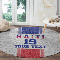 Custom Haiti Football Round Carpet Paisley Flag Pattern Design - Wonder Print Shop