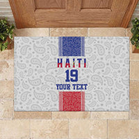 Custom Haiti Football Rubber Doormat Paisley Flag Pattern Design - Wonder Print Shop