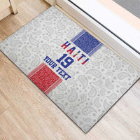 Custom Haiti Football Rubber Doormat Paisley Flag Pattern Design - Wonder Print Shop