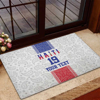 Custom Haiti Football Rubber Doormat Paisley Flag Pattern Design - Wonder Print Shop