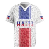 Custom Haiti Football Rugby Jersey Paisley Flag Pattern Design - Wonder Print Shop