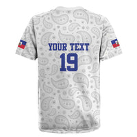 Custom Haiti Football Rugby Jersey Paisley Flag Pattern Design - Wonder Print Shop