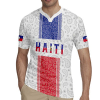 Custom Haiti Football Rugby Jersey Paisley Flag Pattern Design - Wonder Print Shop