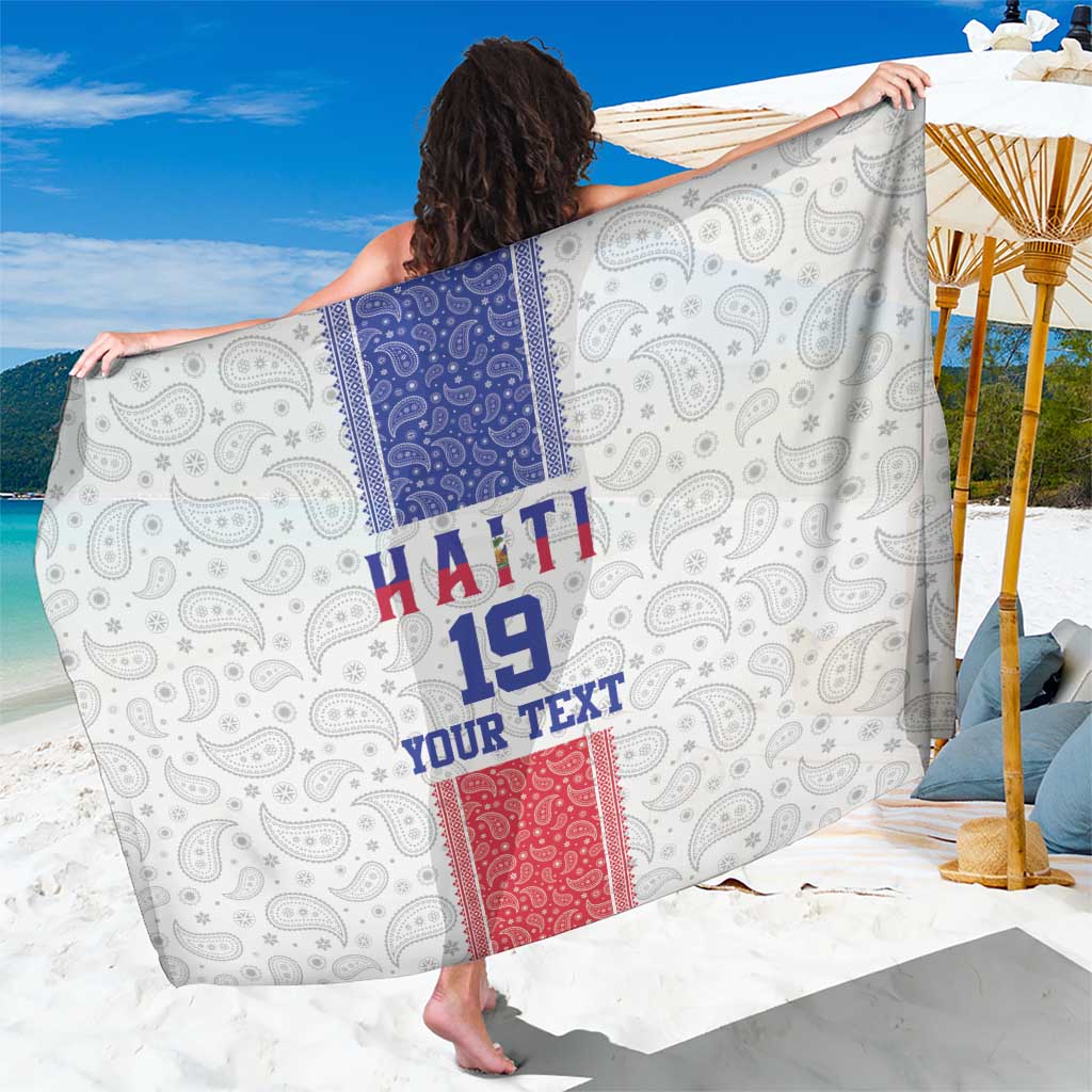 Custom Haiti Football Sarong Paisley Flag Pattern Design - Wonder Print Shop