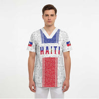 Custom Haiti Football Scrub Top Paisley Flag Pattern Design - Wonder Print Shop