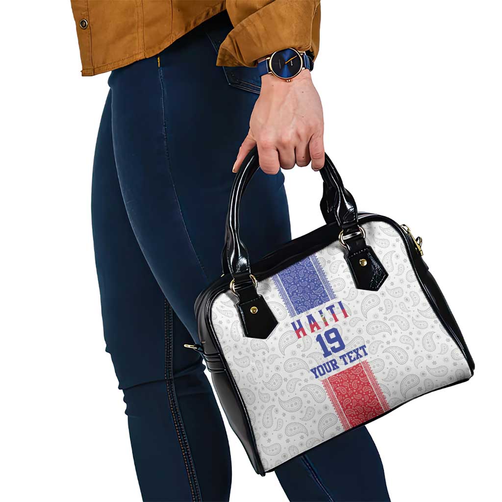 Custom Haiti Football Shoulder Handbag Paisley Flag Pattern Design - Wonder Print Shop