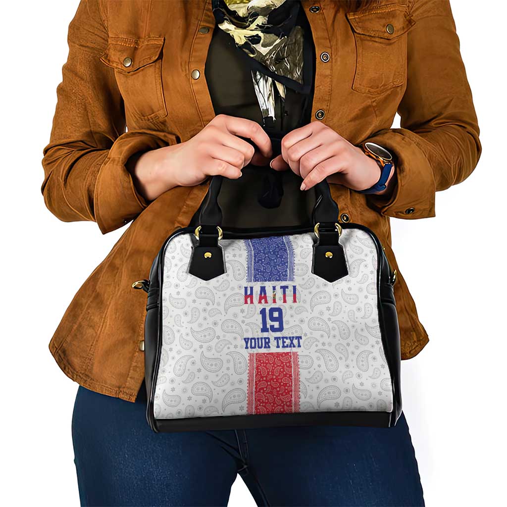 Custom Haiti Football Shoulder Handbag Paisley Flag Pattern Design - Wonder Print Shop