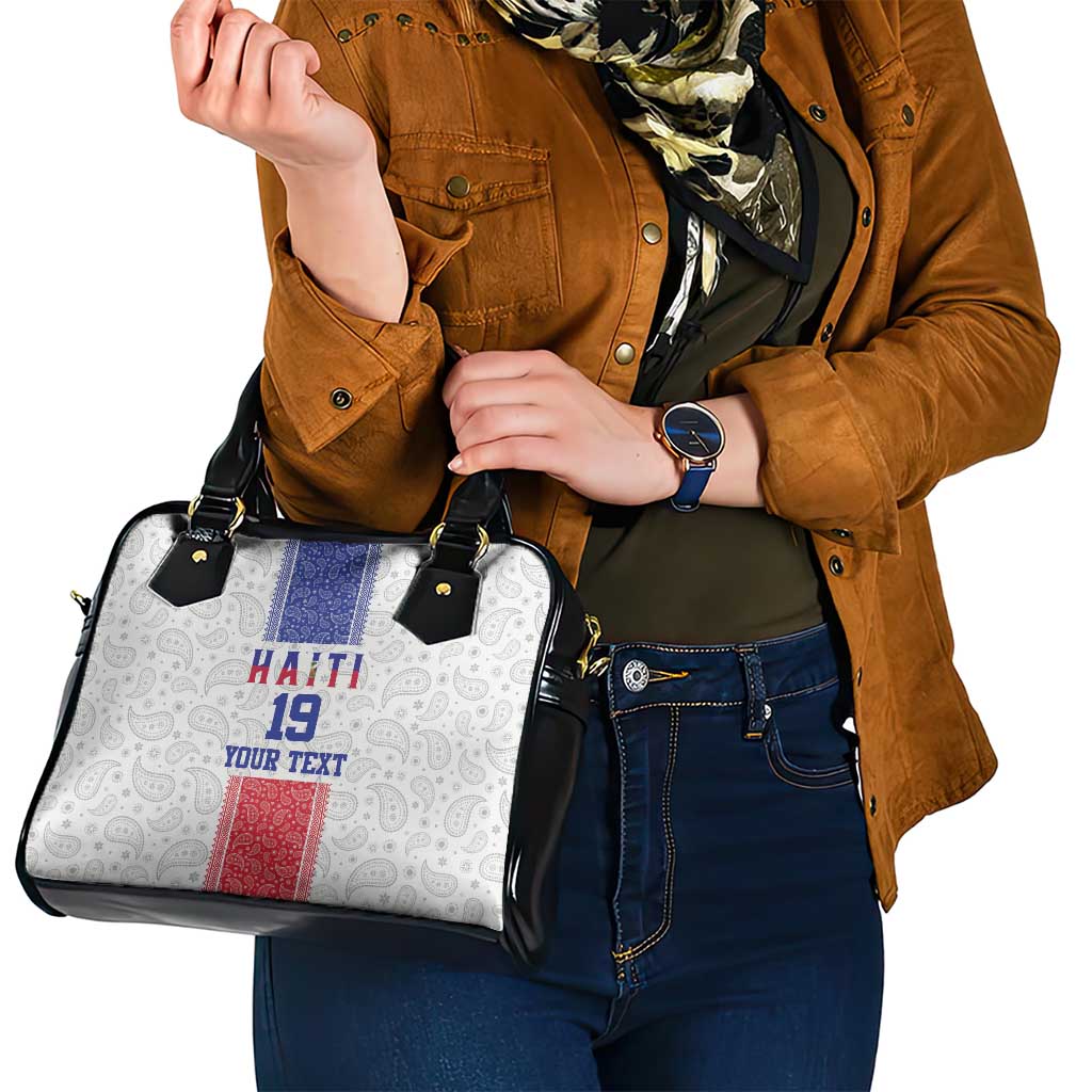 Custom Haiti Football Shoulder Handbag Paisley Flag Pattern Design - Wonder Print Shop