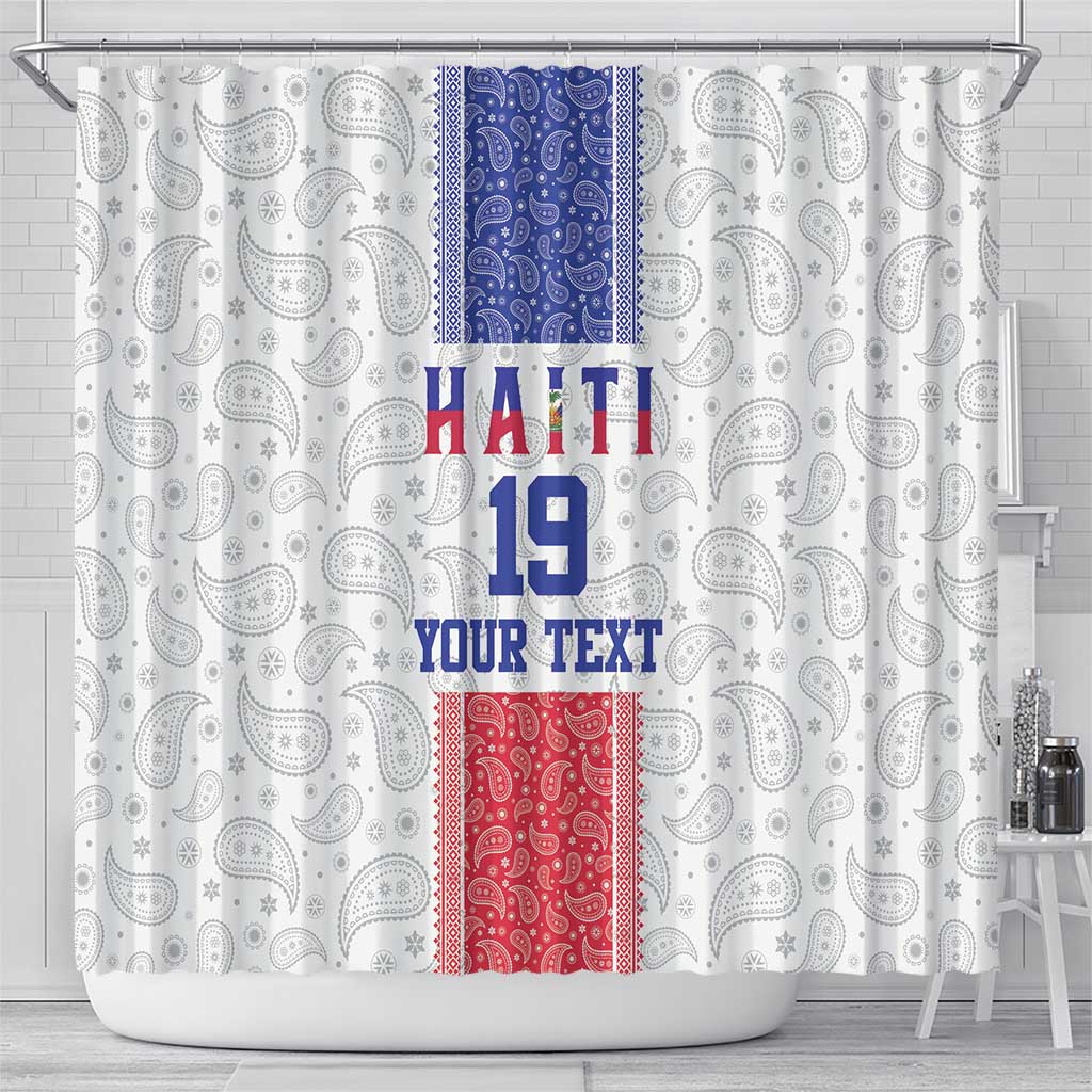 Custom Haiti Football Shower Curtain Paisley Flag Pattern Design - Wonder Print Shop