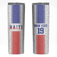 Custom Haiti Football Skinny Tumbler Paisley Flag Pattern Design - Wonder Print Shop