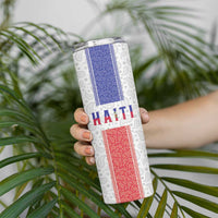 Custom Haiti Football Skinny Tumbler Paisley Flag Pattern Design - Wonder Print Shop