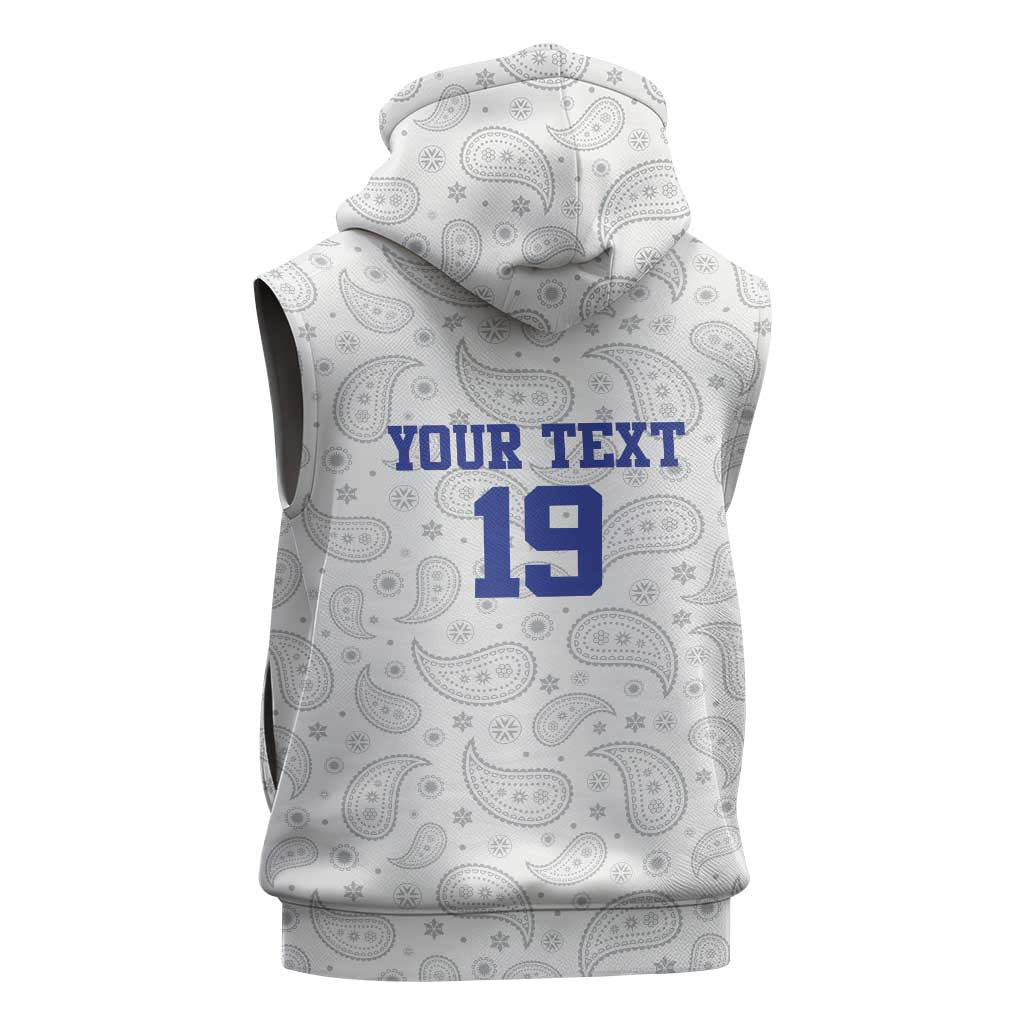 Custom Haiti Football Sleeveless Hoodie Paisley Flag Pattern Design - Wonder Print Shop