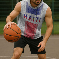 Custom Haiti Football Sleeveless Hoodie Paisley Flag Pattern Design - Wonder Print Shop