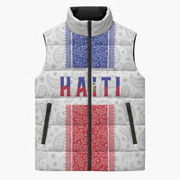 Custom Haiti Football Sleeveless Puffer Jacket Paisley Flag Pattern Design - Wonder Print Shop