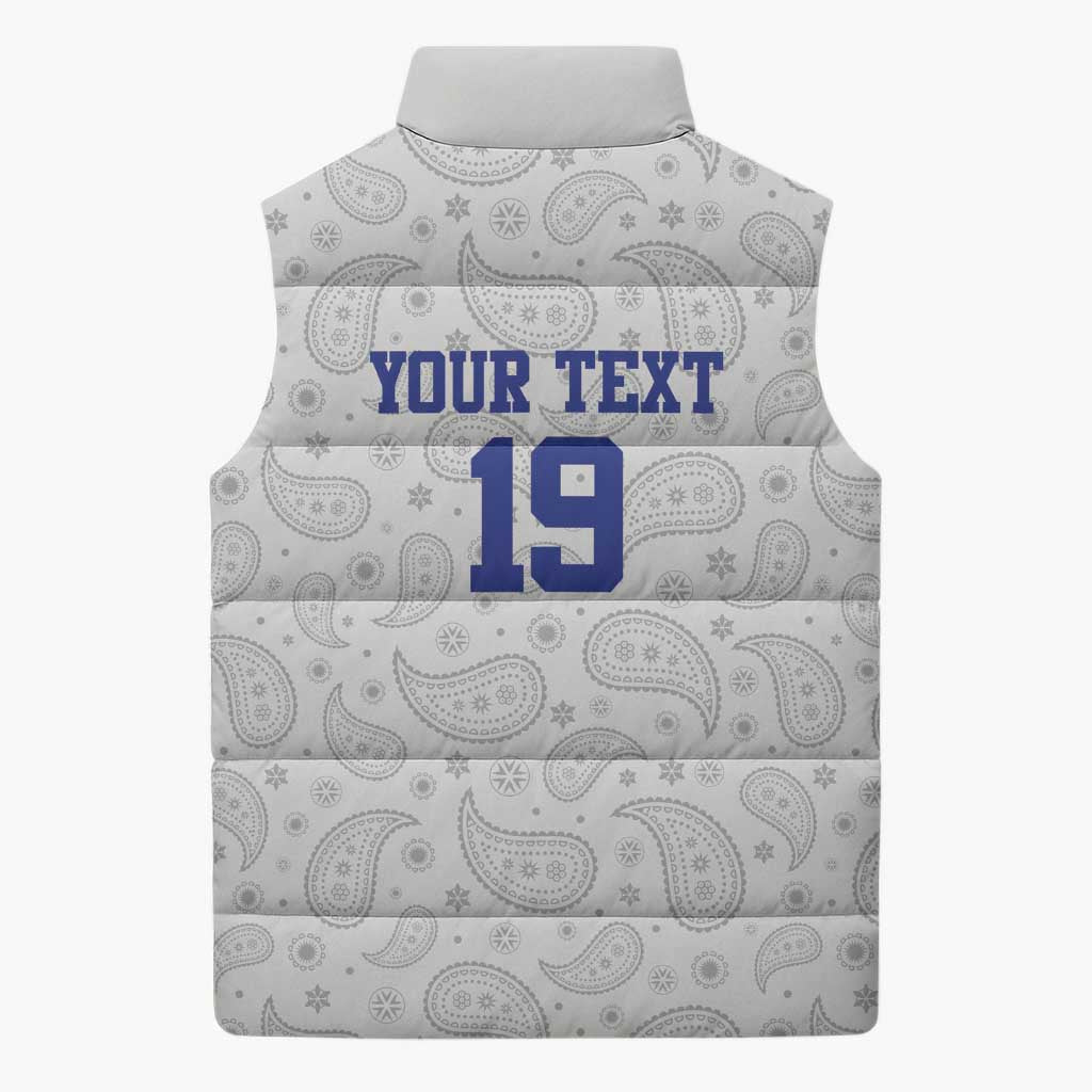Custom Haiti Football Sleeveless Puffer Jacket Paisley Flag Pattern Design - Wonder Print Shop