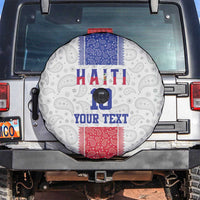 Custom Haiti Football Spare Tire Cover Paisley Flag Pattern Design - Wonder Print Shop