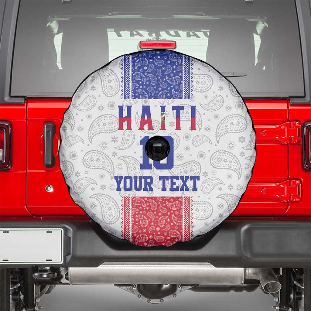 Custom Haiti Football Spare Tire Cover Paisley Flag Pattern Design - Wonder Print Shop