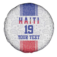 Custom Haiti Football Spare Tire Cover Paisley Flag Pattern Design - Wonder Print Shop